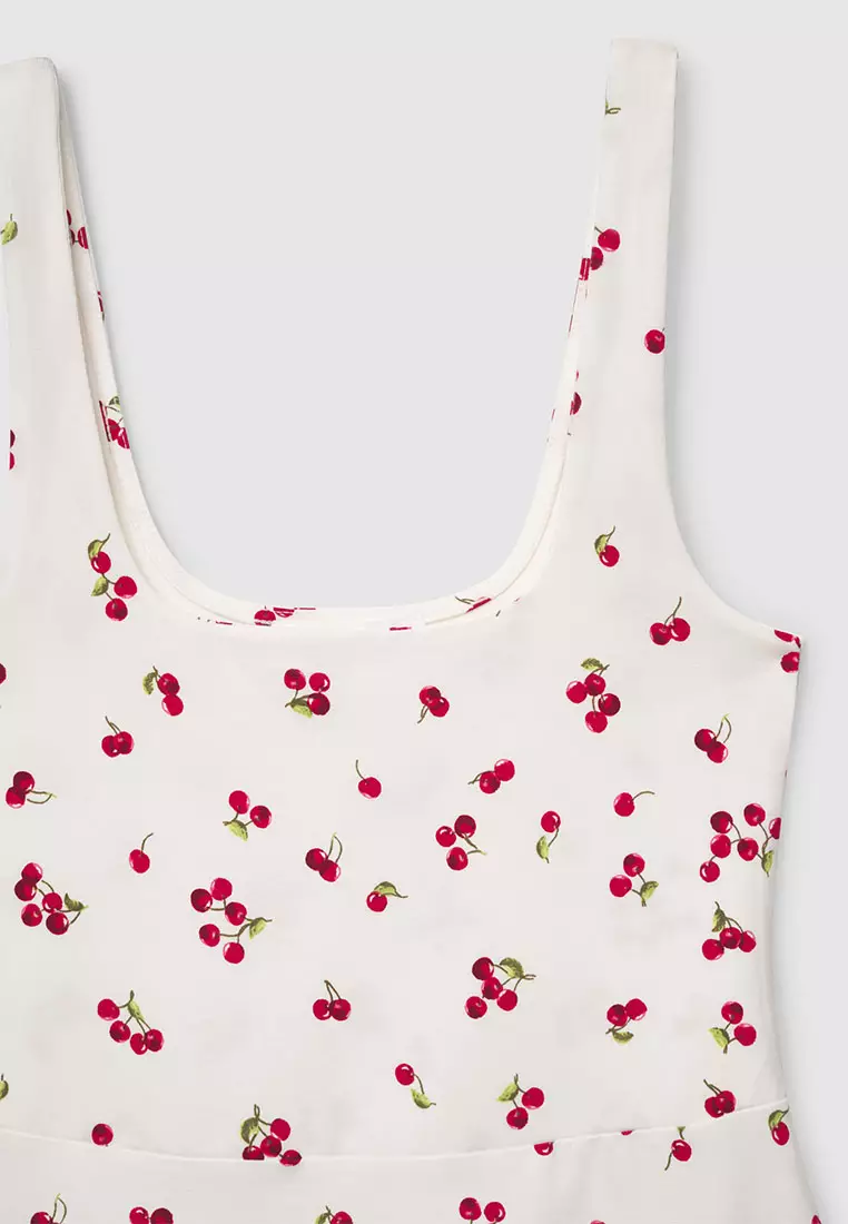 Women's Cherry Print Fit & Flare Mini Dress