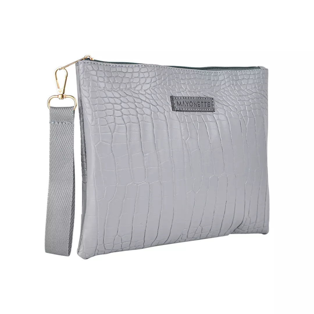 MAYONETTE Tinny Croco Pouch Dompet Wanita Terbaru 2021 Import Korea Tas Croco Wanita - Grey