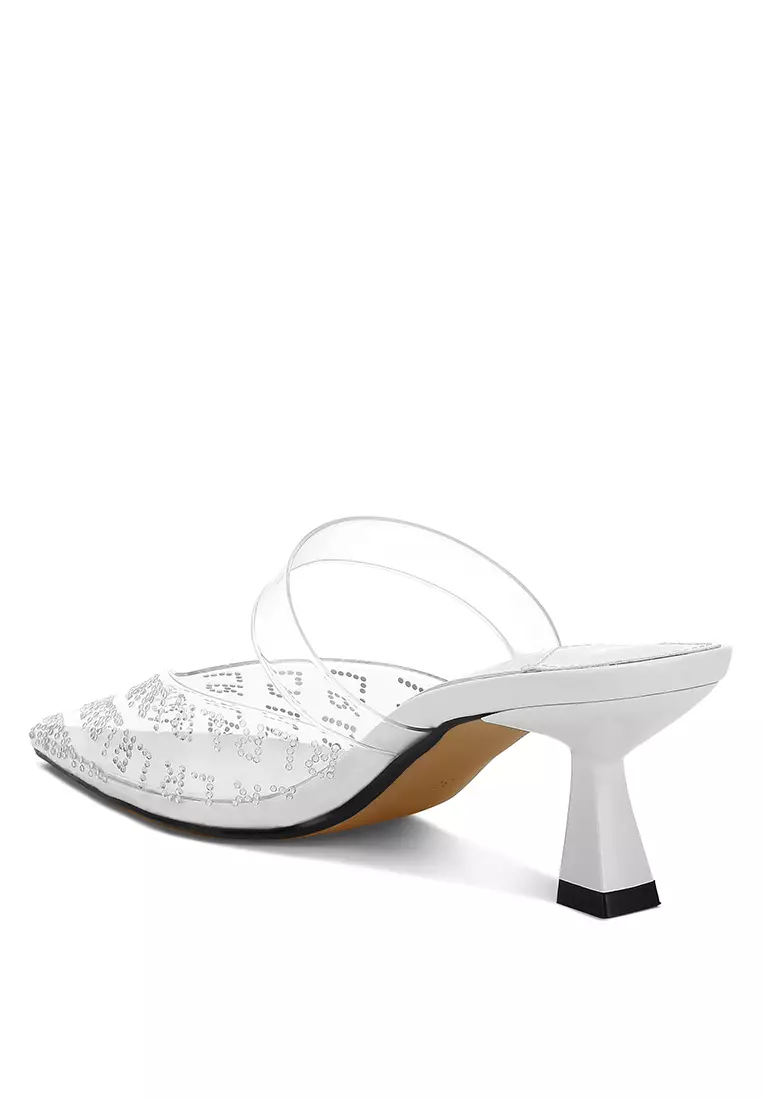 Pointed Toe Kitten Heels in White