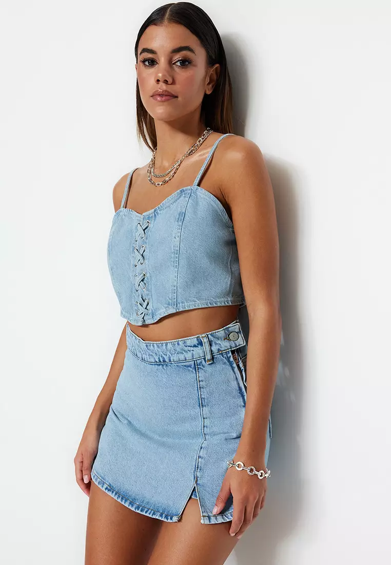 Slit Denim Skort