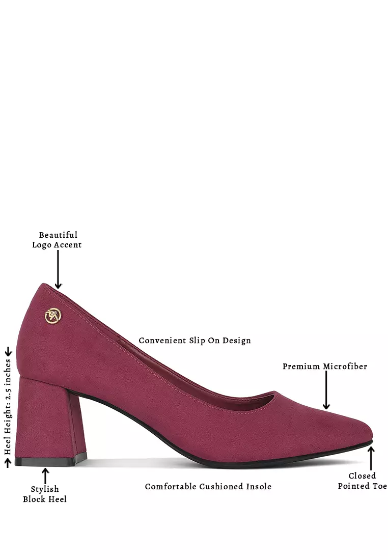 Block Heel Pumps in Burgundy