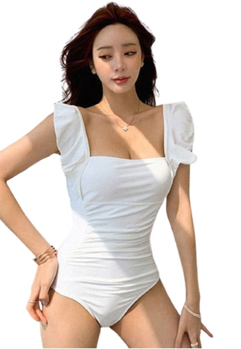 LYCKA white LNN1224 Korean Lady One Piece Swimwear White B171CUS6F64C62GS_1