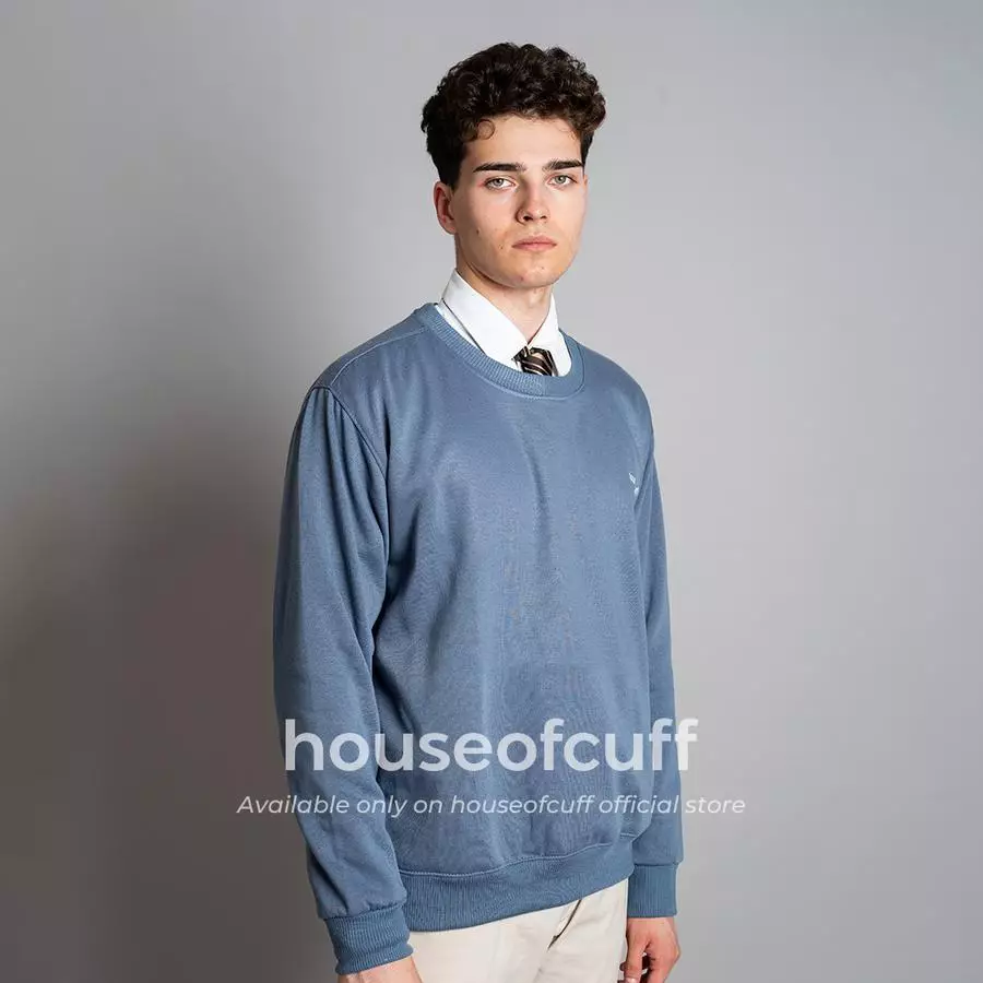 Houseofcuff sweater crewneck basic outer steel blue