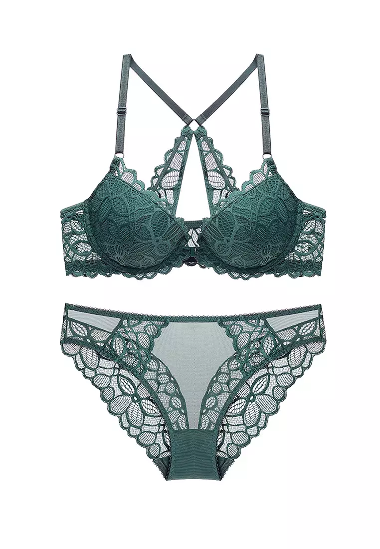 Buy LYCKA LKS2080-LYCKA Lady Sexy Bra and Panty Lingerie Set-Green 2024  Online