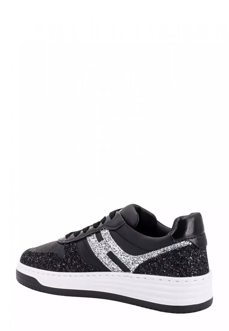 Buy Hogan HOGAN Leather sneakers with glitter detail Black
