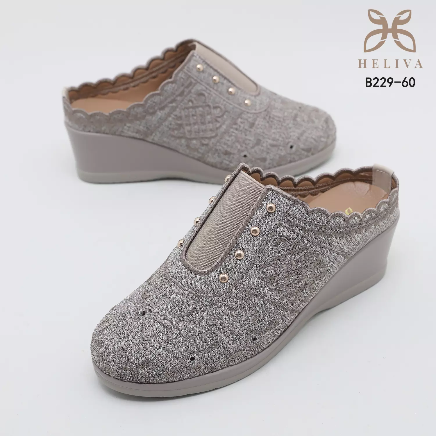 Heliva Jenaya Wedges Shoes Ladies Casual Knitted Flower Pattern