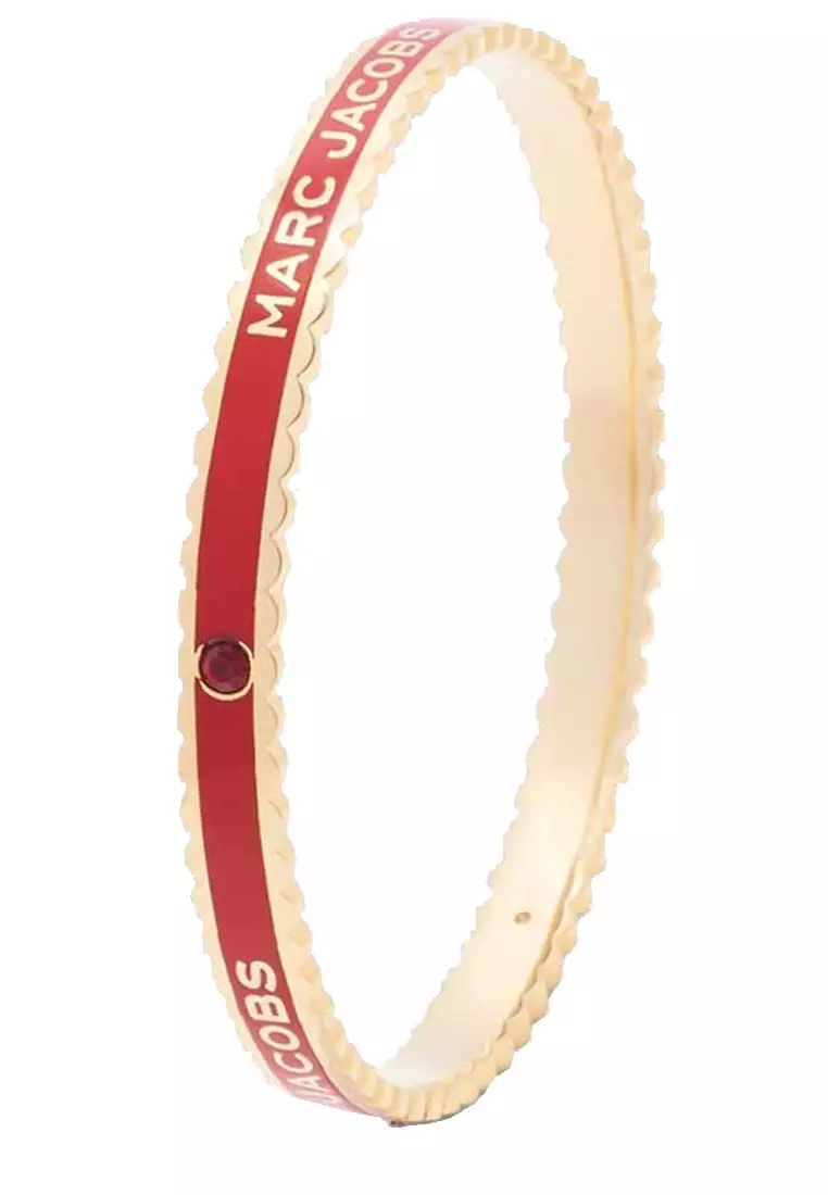 The Medallion Scalloped Bangle Bracelet in True Red/ Gold J103MT7PF22