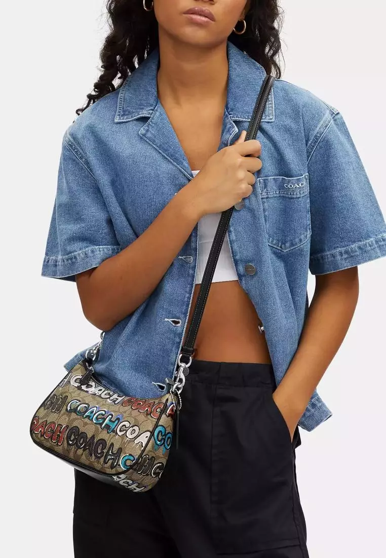 Coach X Mint + Serf Teri Shoulder Bag In Signature Canvas Khaki Multi