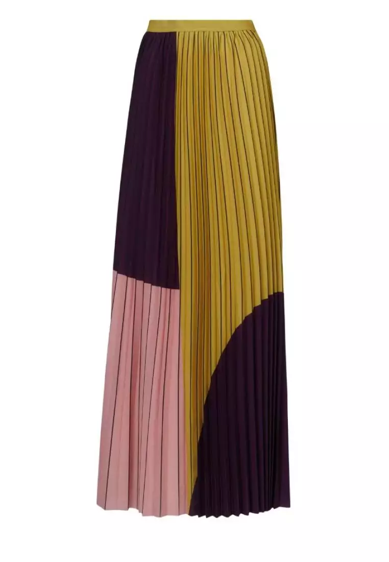 Buy Leem Colour-Block Pleated Skirt Online | ZALORA Malaysia