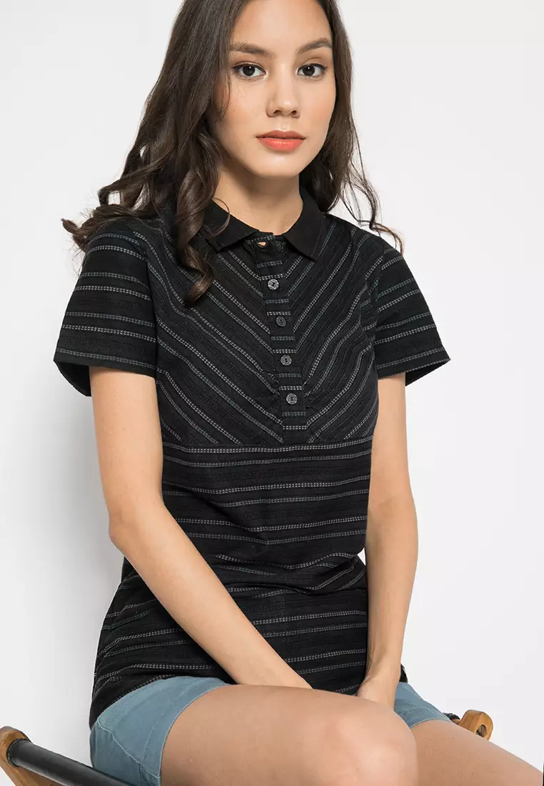 LGS - Kaos Casual Wanita - Lengan Pendek - Motif Garis-Garis - LLTS.520.HD143B.004.7C