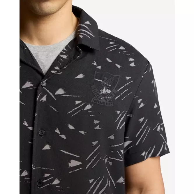 Liverpool FC Adults 89-91 Blackout Button Through Shirt - Official LFC Kemeja Original Pria