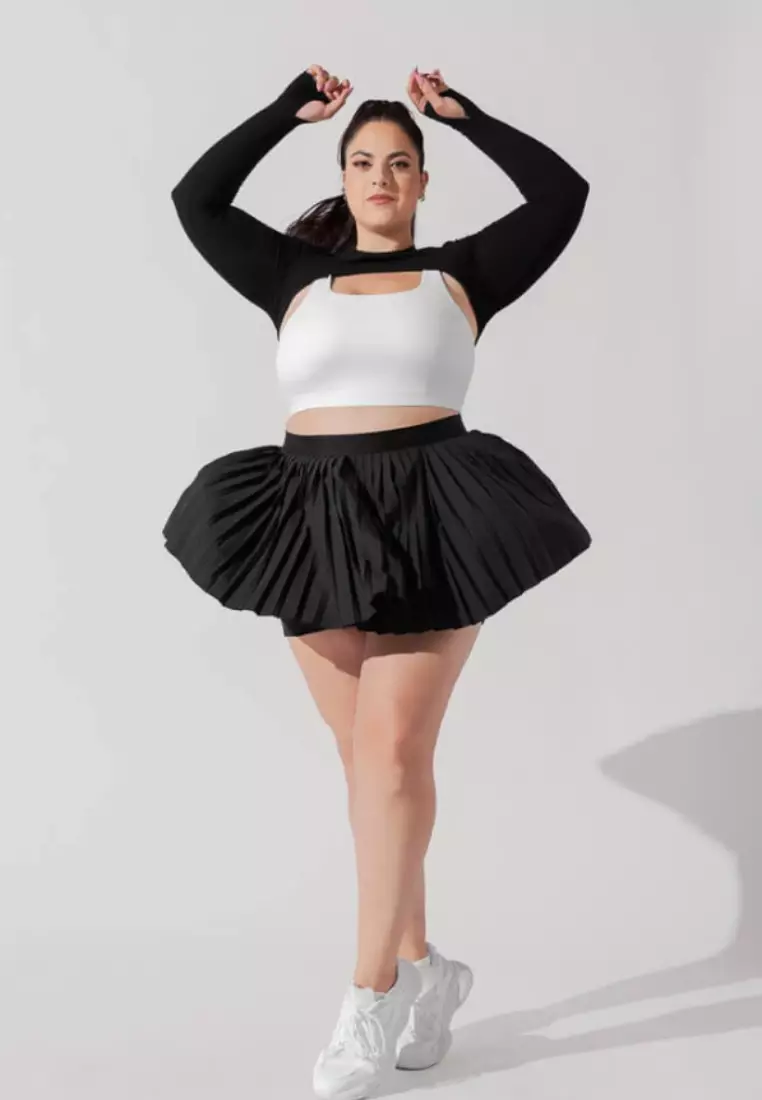 Yume High-Waist Pleated Sport Skirt with Inner Shorts — Tennis Running Yoga Active Skort for Women