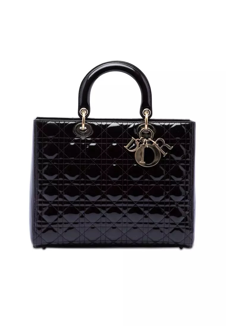 Pre-Loved Dior Large Patent Cannage Lady Dior