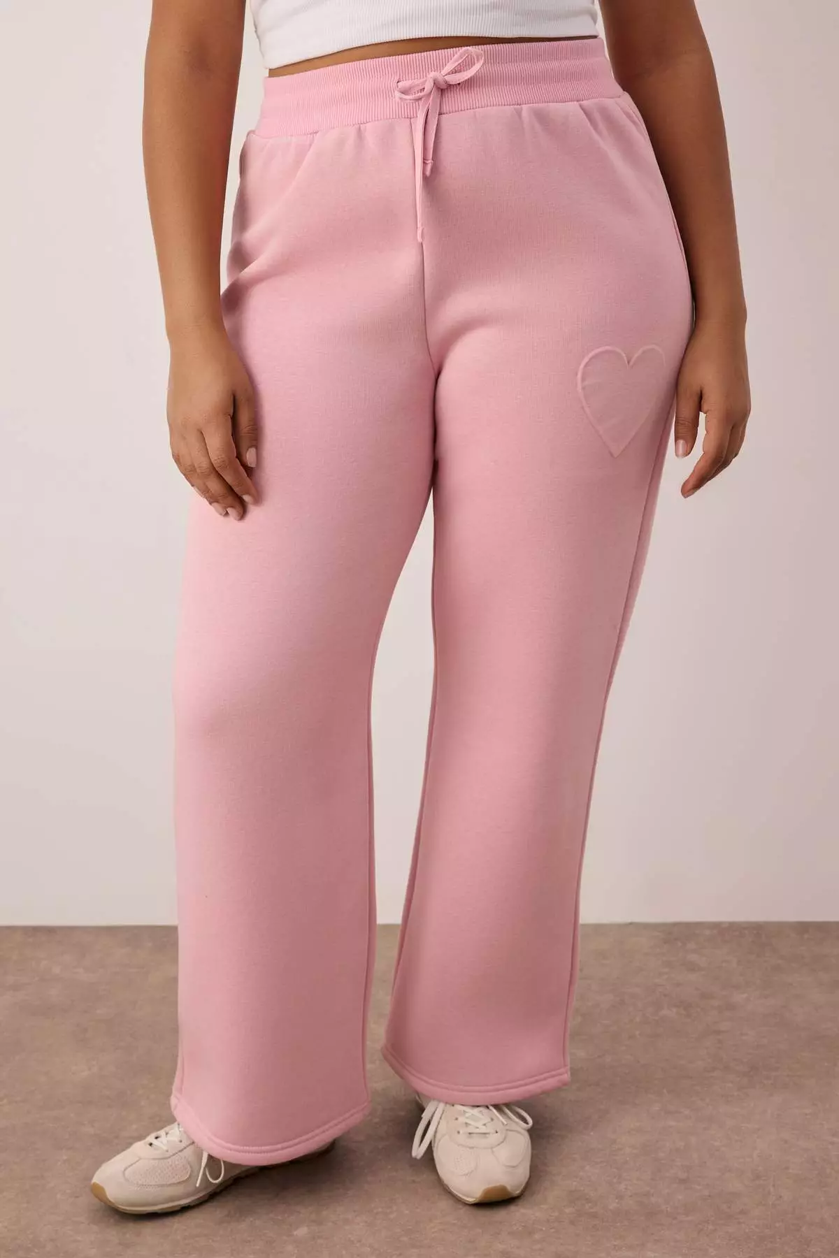 Pink Hooded Embossed Printed Sharodnlu Knitted Large Size Tracksuit Set Tbbaw26Ts00009
