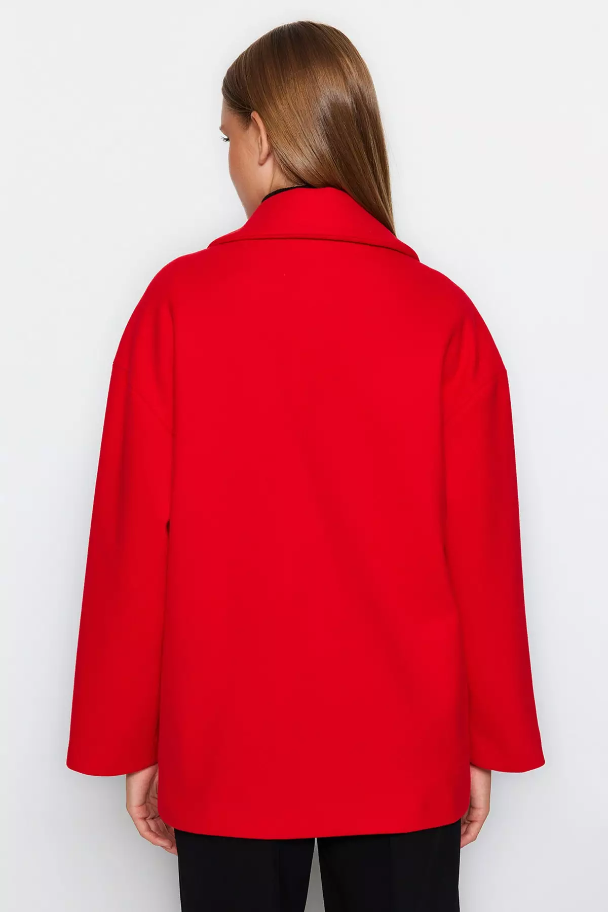 Buy Trendyol Red Oversize Wide Cut Stamped Coat 2023 Online