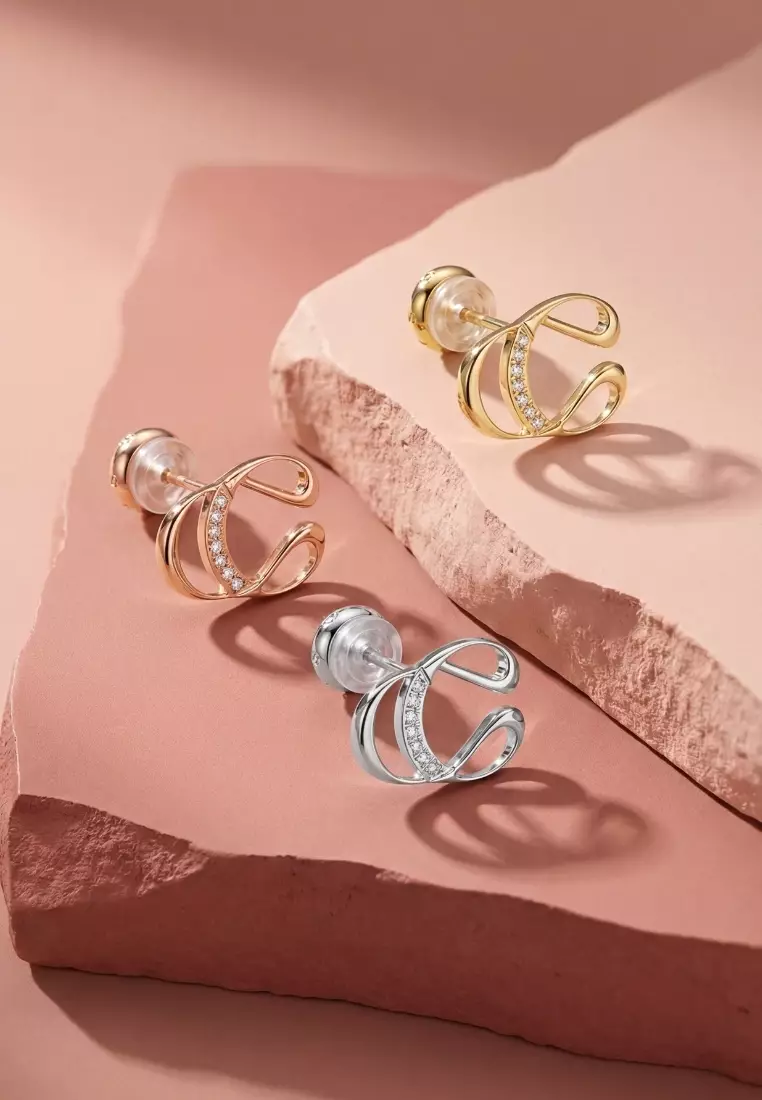 Unbreakable You Cubic Zirconia Stud Earrings in Gold