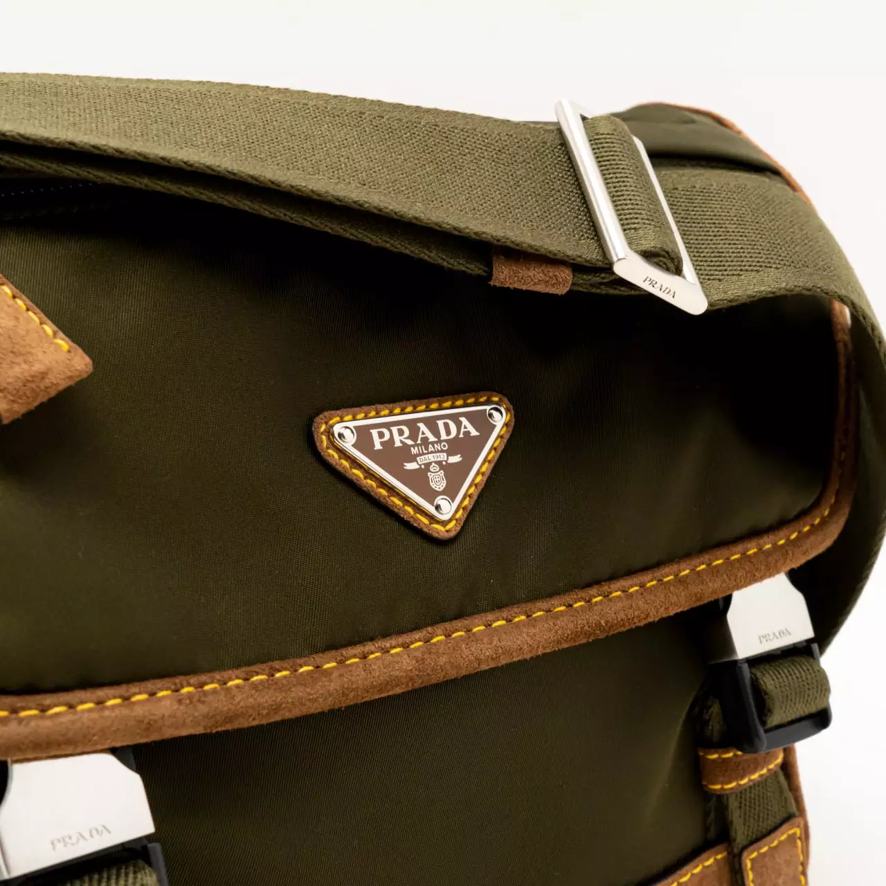 Triangle Logo Re-Nylon Shoulder Bag Musk Green/Cocoa
