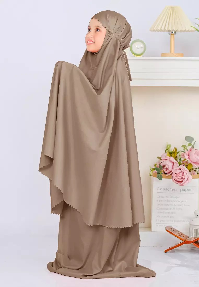 Zelena - Mukena Basic Sabira Lasercut 2in1 Prayer Set - Anak