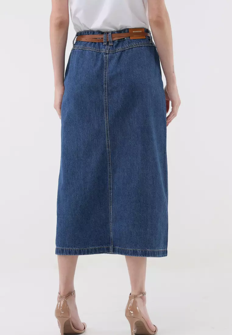 Denim Midi Skirt Ladies