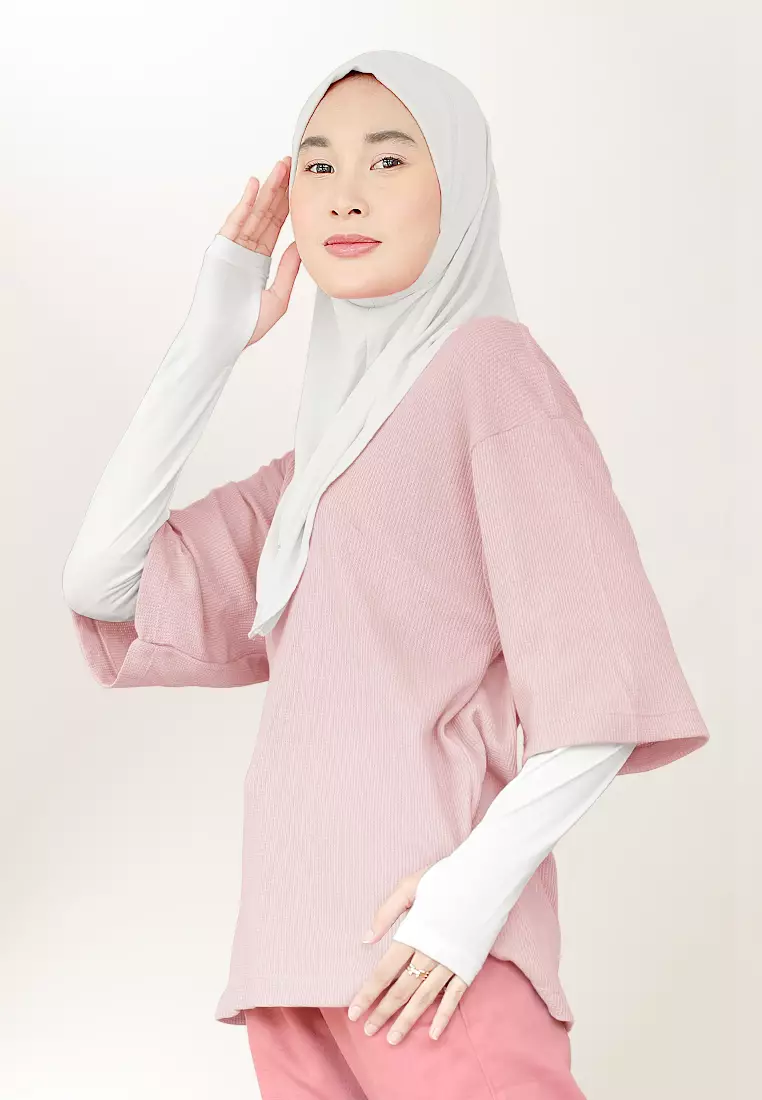 Zelena - Tavia Waffle Tshirt Pocket | Kaos Wanita Pria Olahraga Basic - Rose Mist