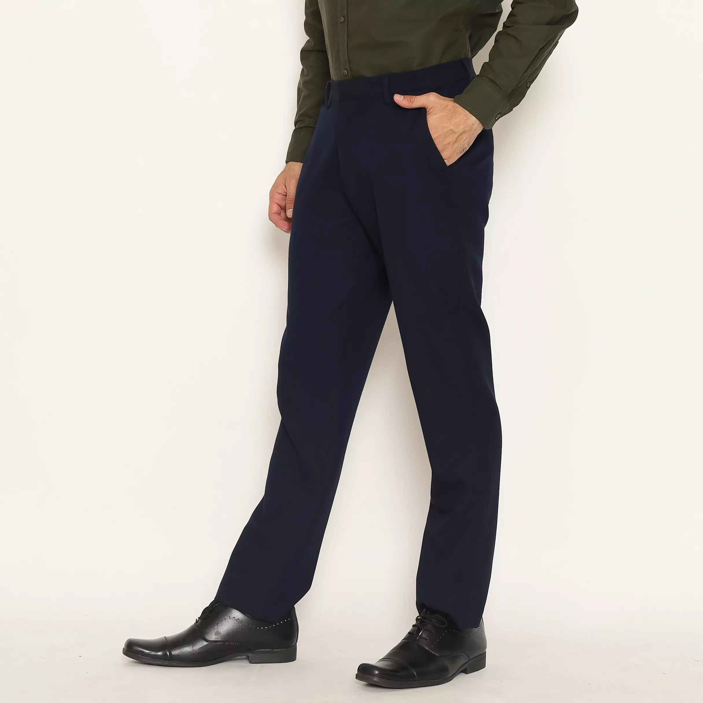 Lawell Celana Bahan Pria Slim Fit –Celana Kerja Formal 4 Way Stretch Premium Warna Navy | L-WORD-SF