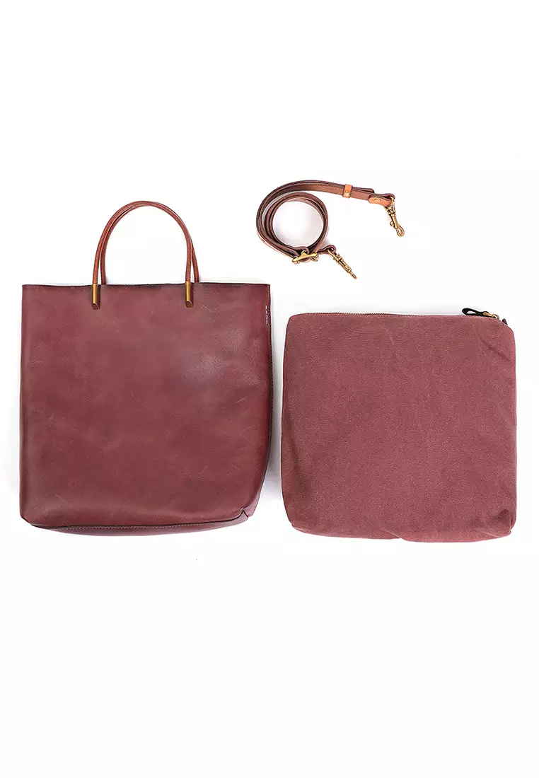 Red suede tote hotsell bag
