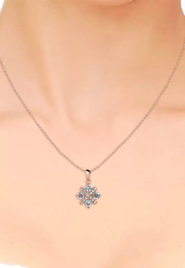 Cross Petal Pendant RG - Kalung Crystal by Her Jewellery