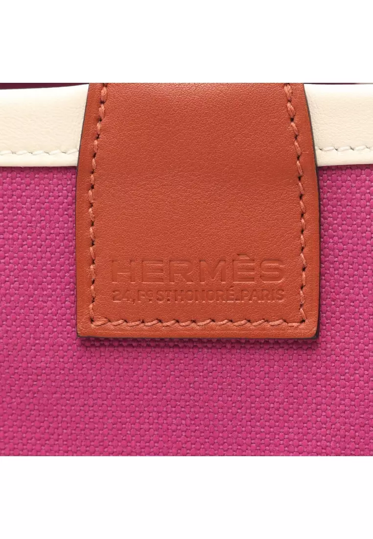 Pre-Loved Hermès Steeple 25 rose purple Cuible Handbag tote bag toile military Veau Swift Pink purple Brown U stamp
