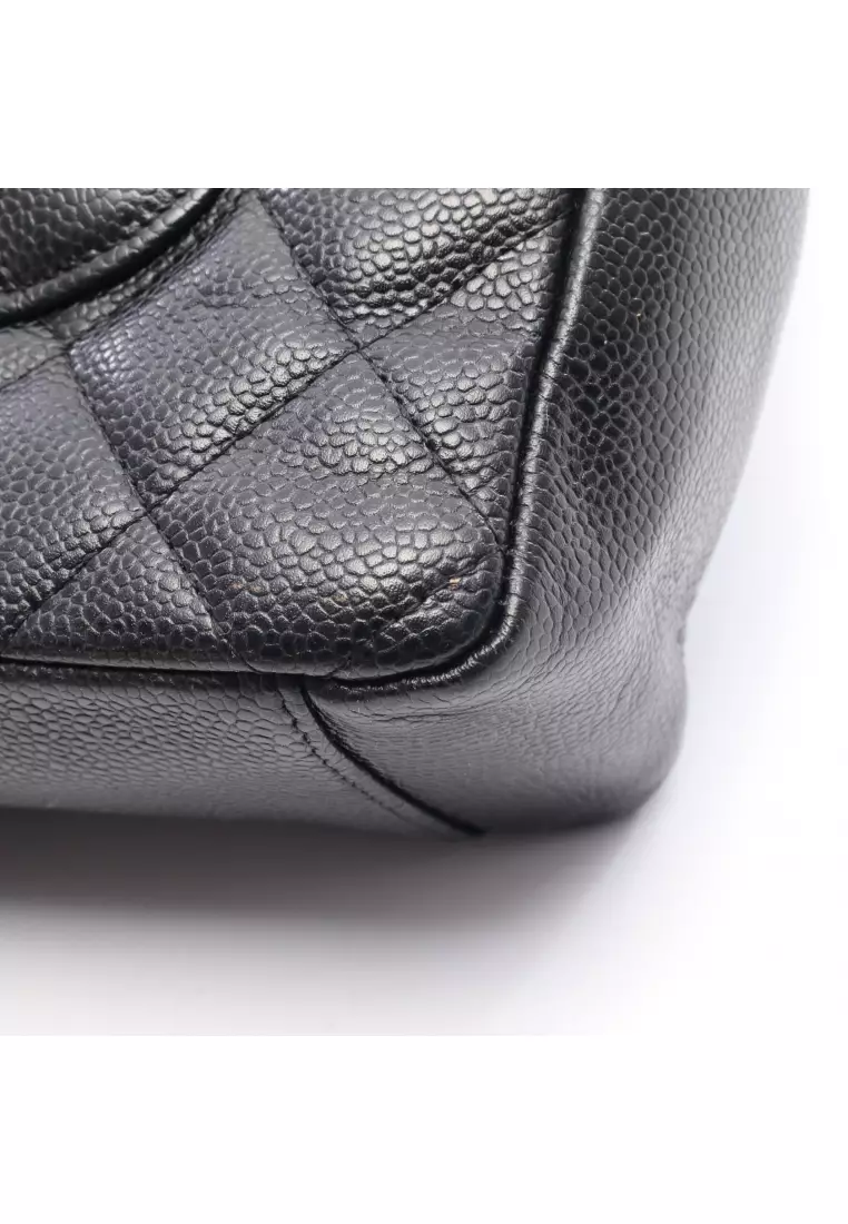 Pre-Loved Chanel matelasse PST chain shoulder bag chain tote bag Caviar skin black gold hardware