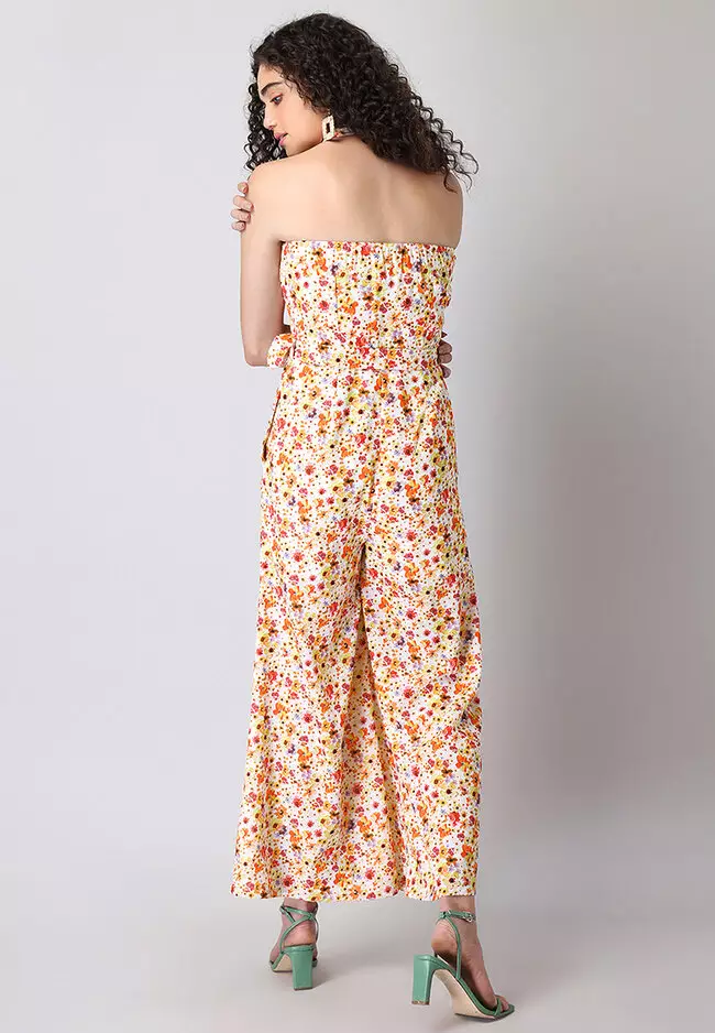Multicolored Floral Belted Jumpsuit