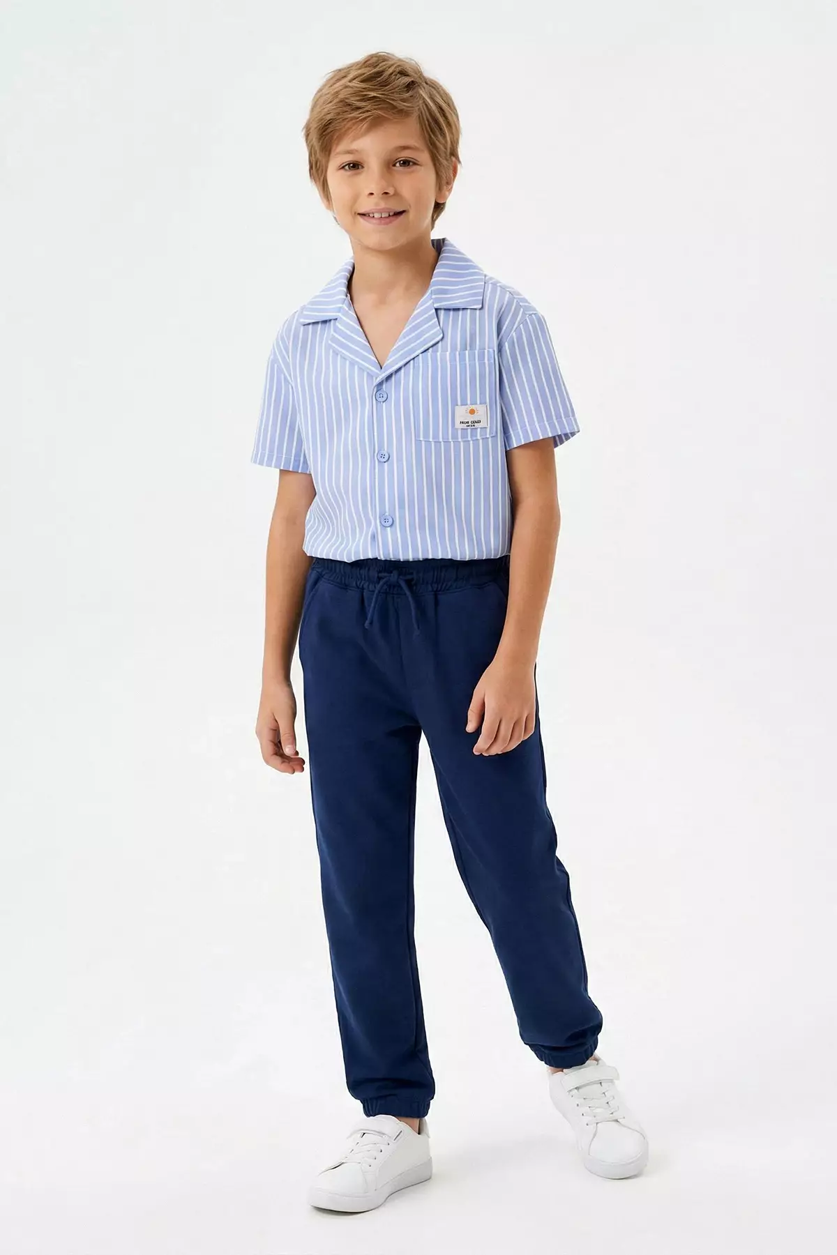 Buy Trendyol Blue Striped Woven Boys' Holiday Outfit - Top And