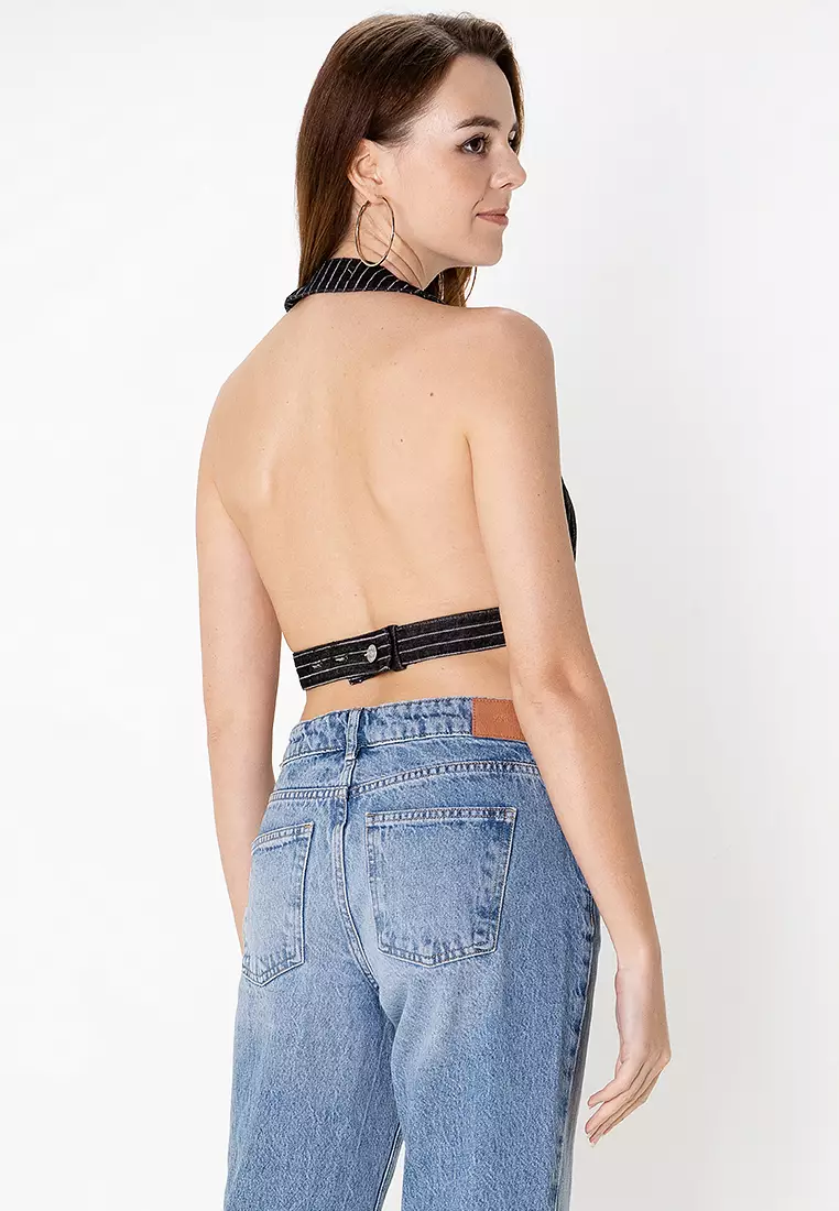 ZARA Cotton Stripe Halter Top 2025 | Buy ZARA Online