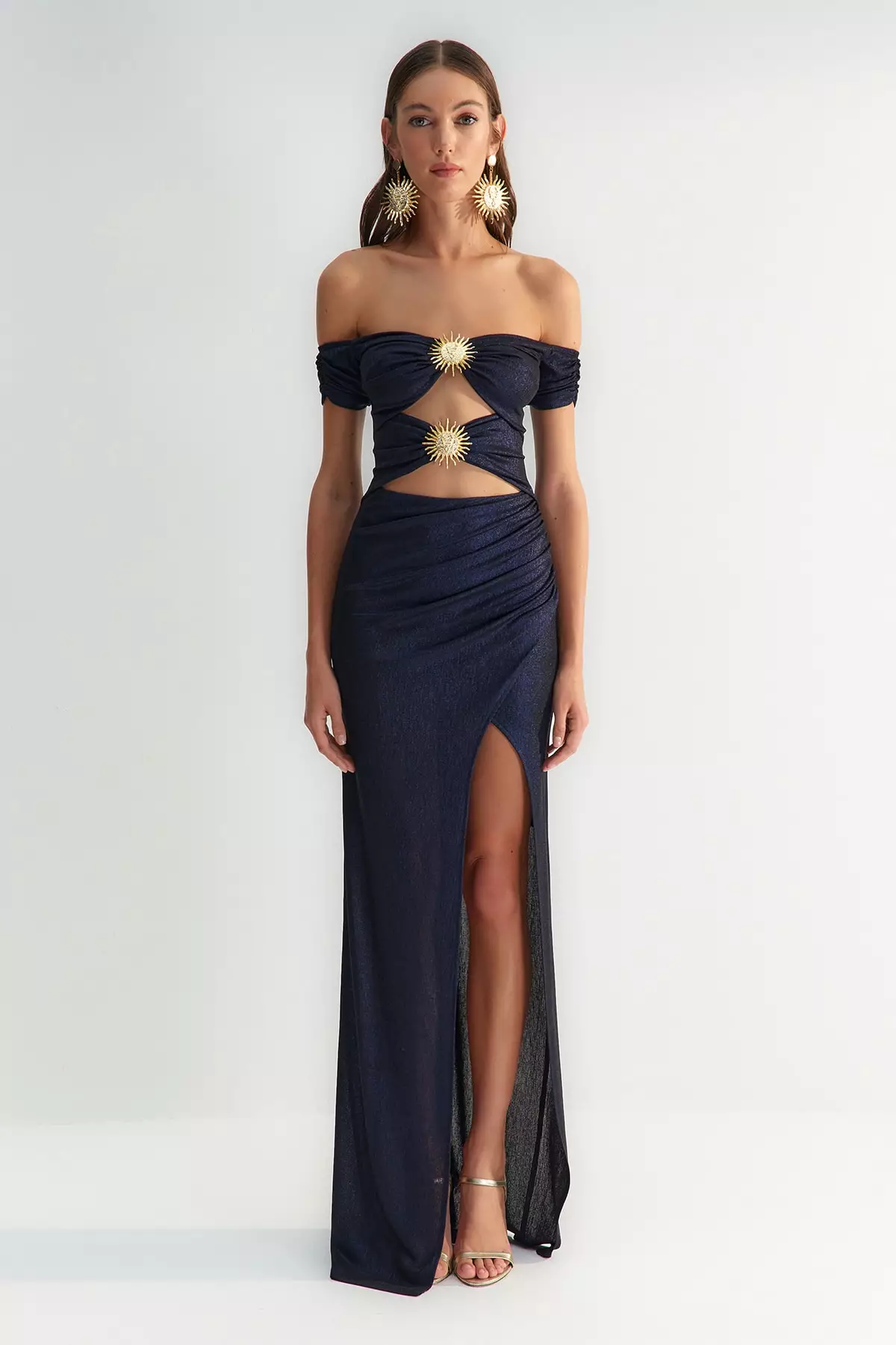 Navy Blue Dress With Accessory Detail