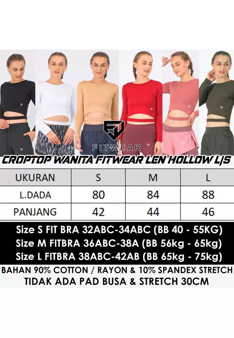 Fitwear - Croptop Wanita LEN HOLLOW L/S - LATTE