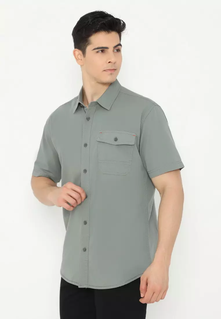 POLICE Kemeja Polos Cotton Regular Fit Pria