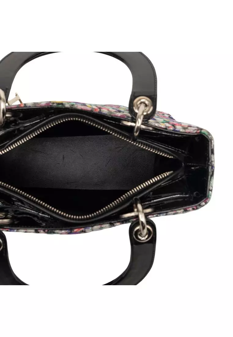 Pre-Loved Dior Medium Multicolor Metallic Fabric And Patent Leather Lady Dior