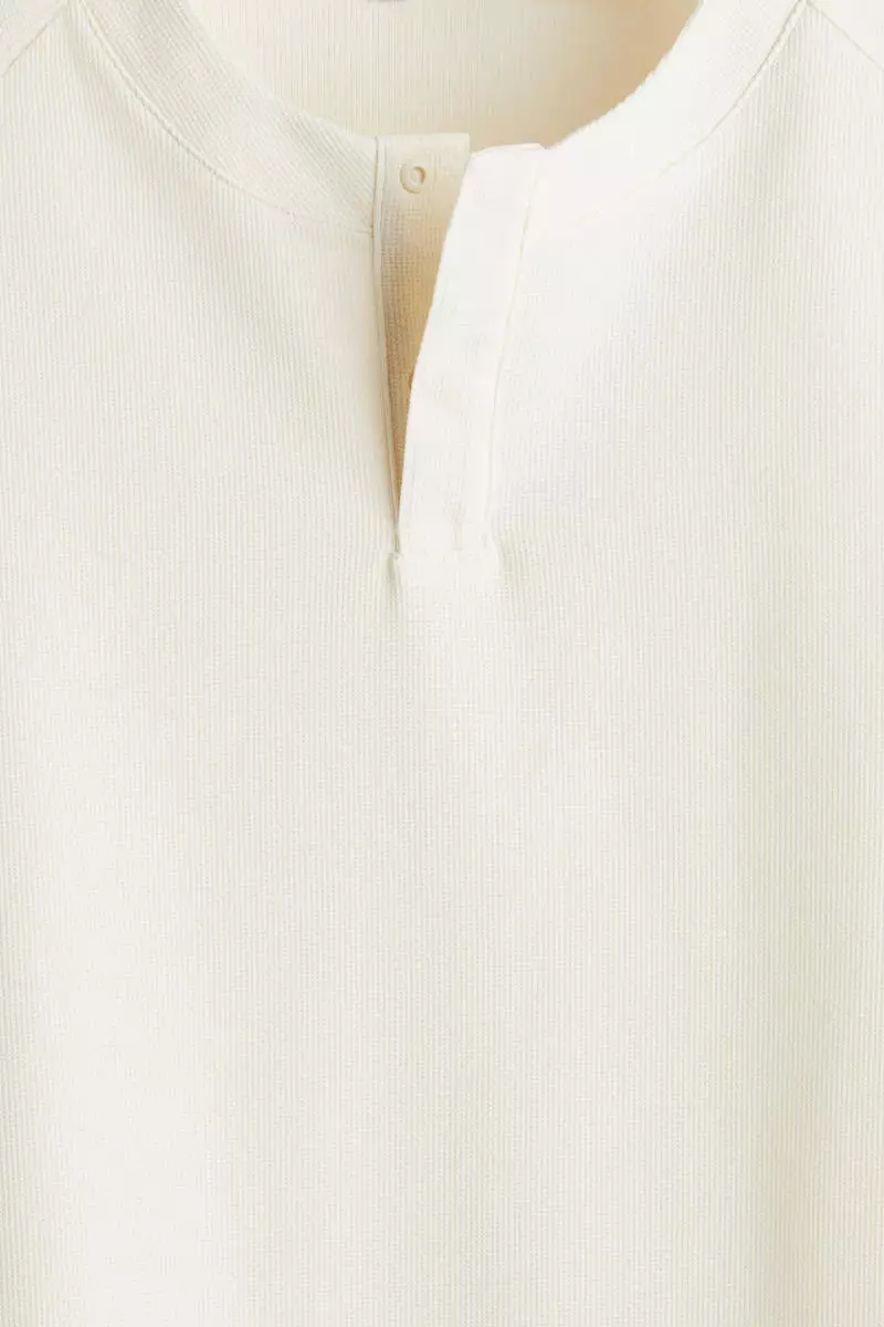 Loose Fit Waffled Henley T-shirt