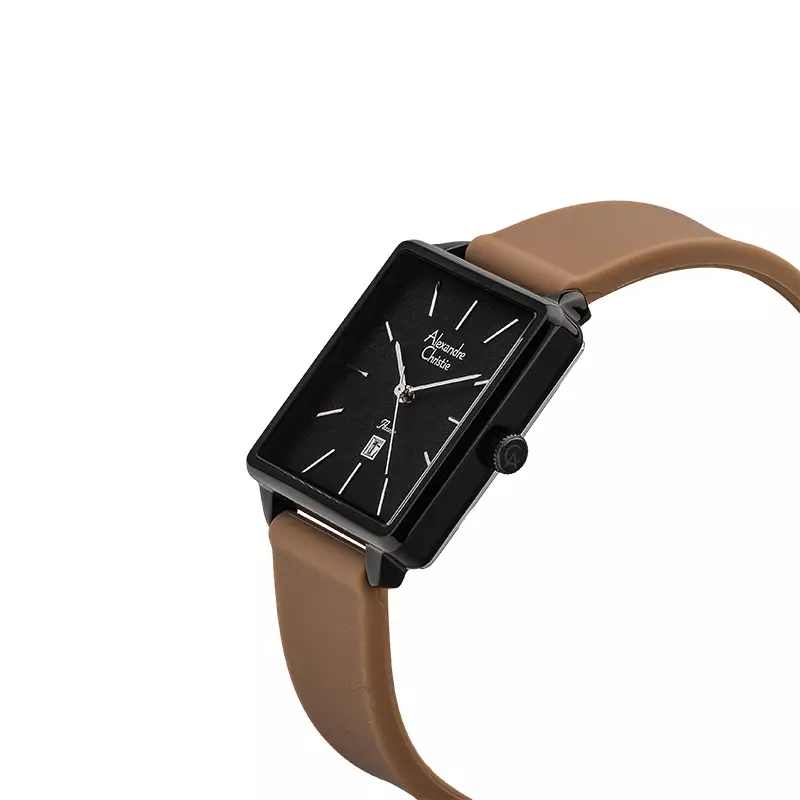 Jam Tangan Wanita Alexandre Christie Passion AC 2810 LD RIPBABO Ladies Black Dial Brown Rubber Strap