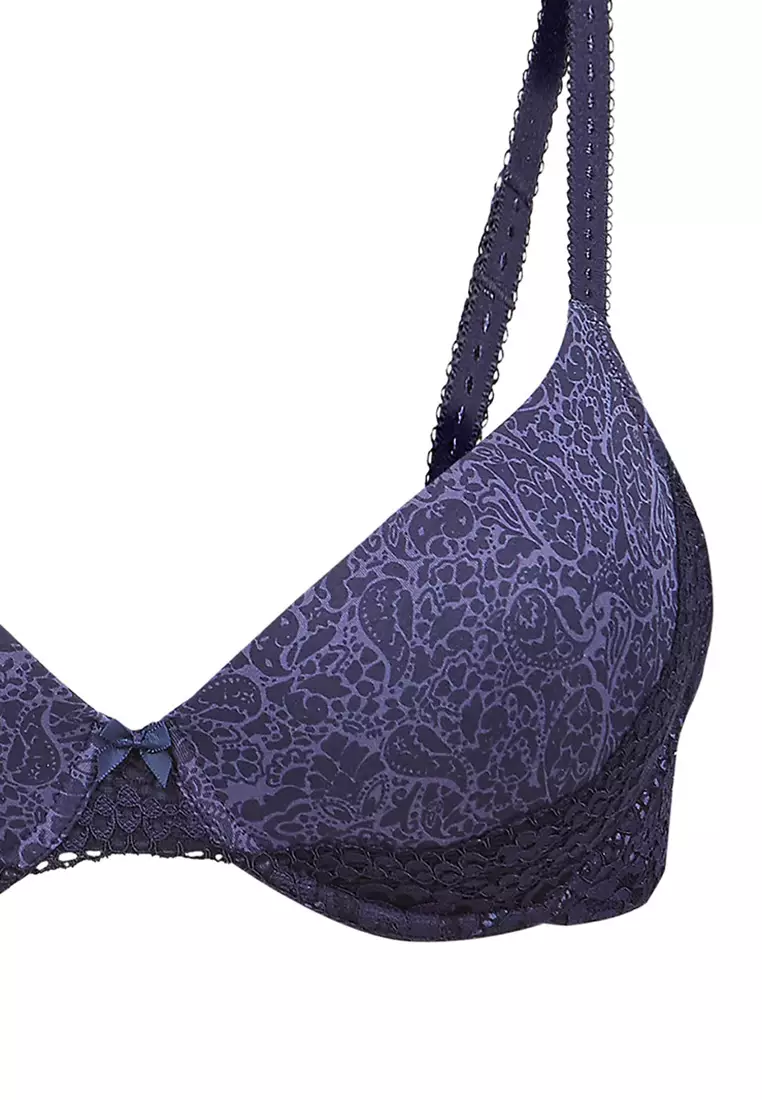 Iris Embroidery Wired Plunge Bra