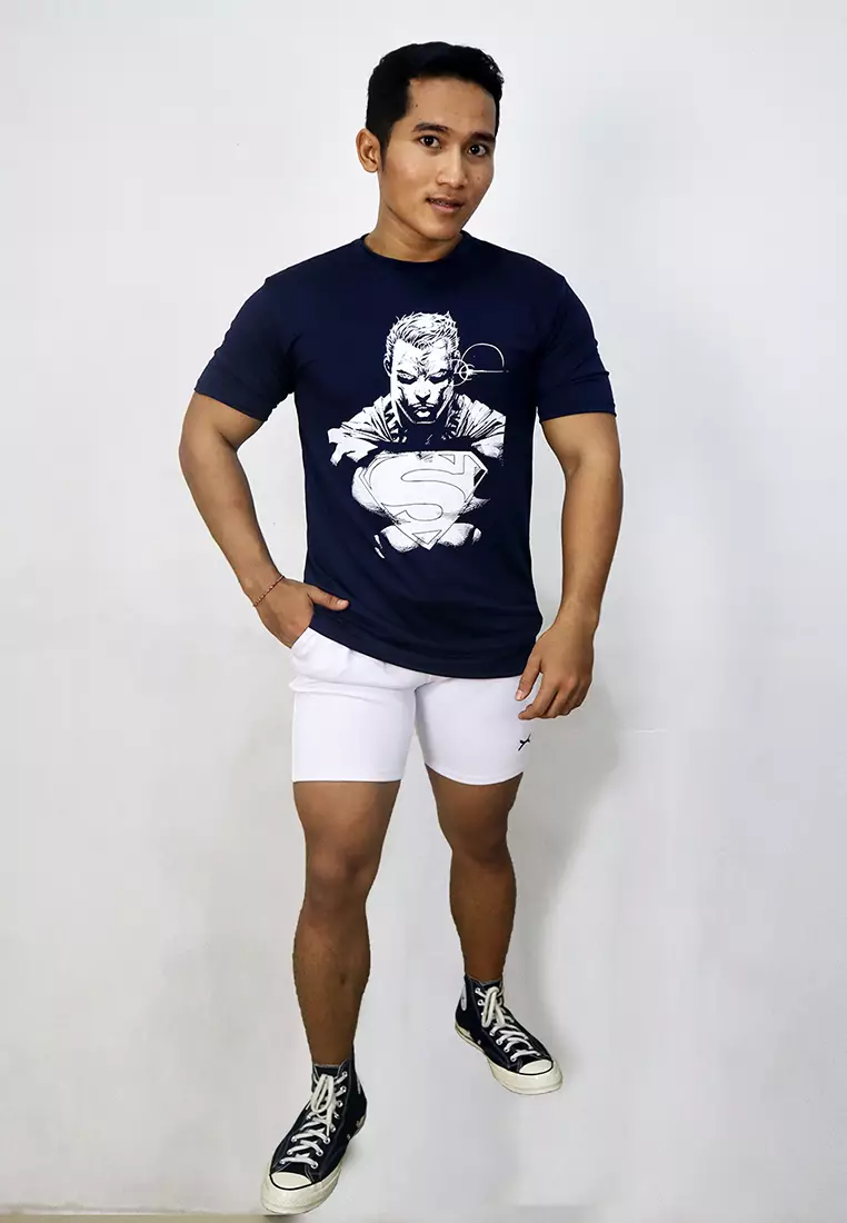Flexzone Sports Tee Superman Siluet Shirt DC Comics Navy