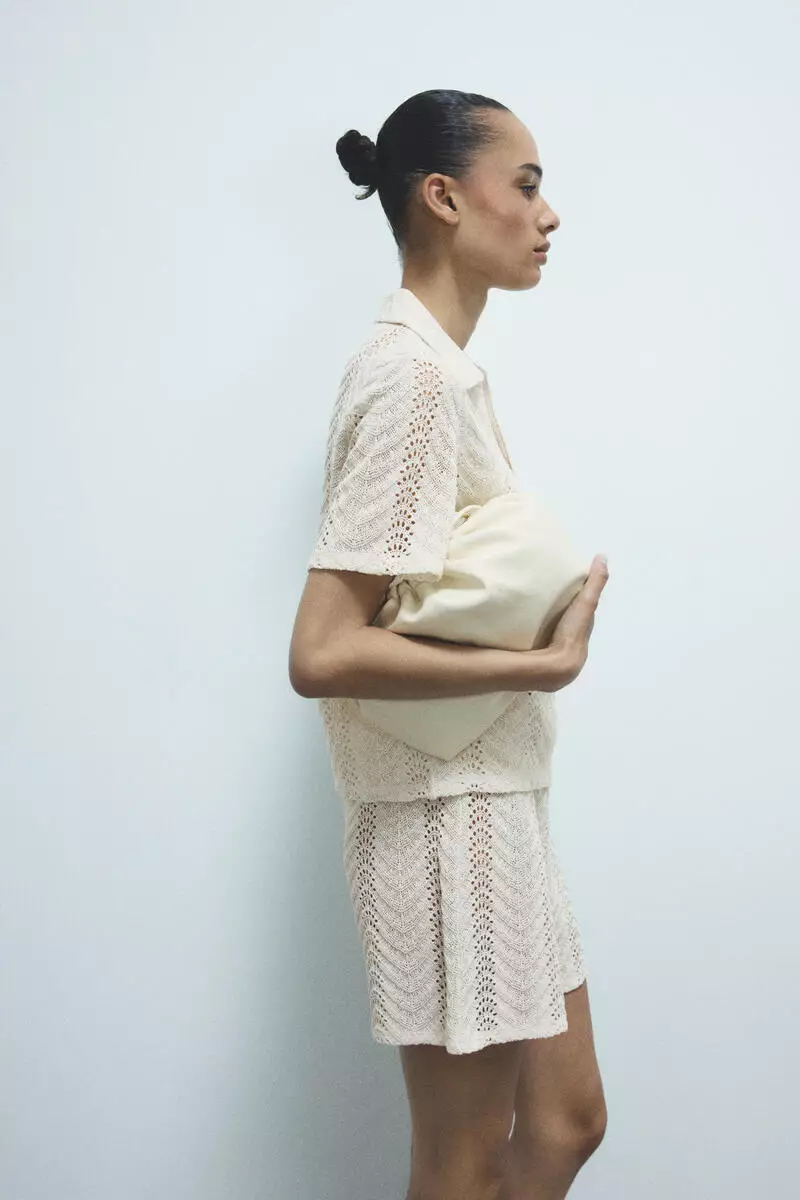 Crochet-look polo shirt