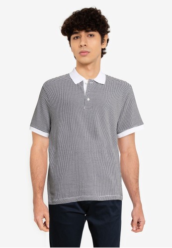 French Connection blue Micro Popcorn Stripe Polo Shirt 6D0BDAA75588BEGS_1