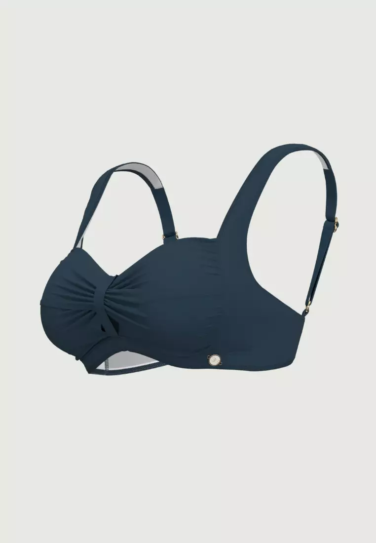 Core Solid藍色加大罩杯比基尼上衣