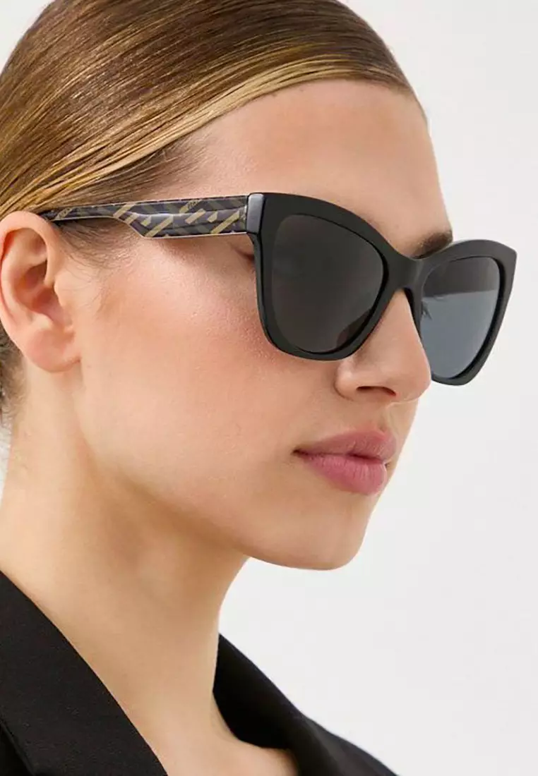 Women's Cat Eye Frame Black Acetate Sunglasses - VE4417U