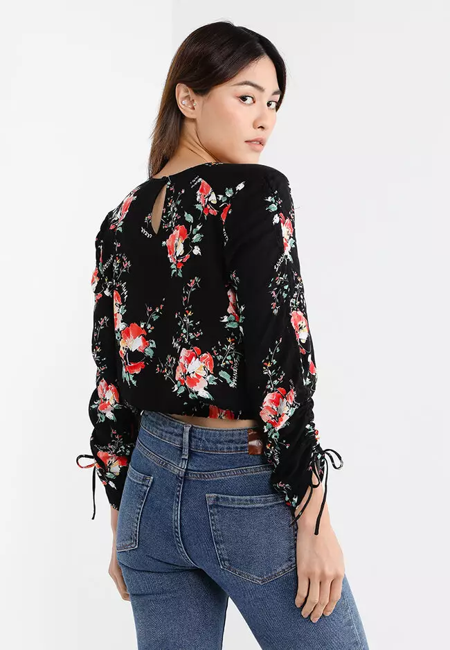 Buy Desigual Keira Adjustable Sleeves Floral Blouse 2024 Online | ZALORA