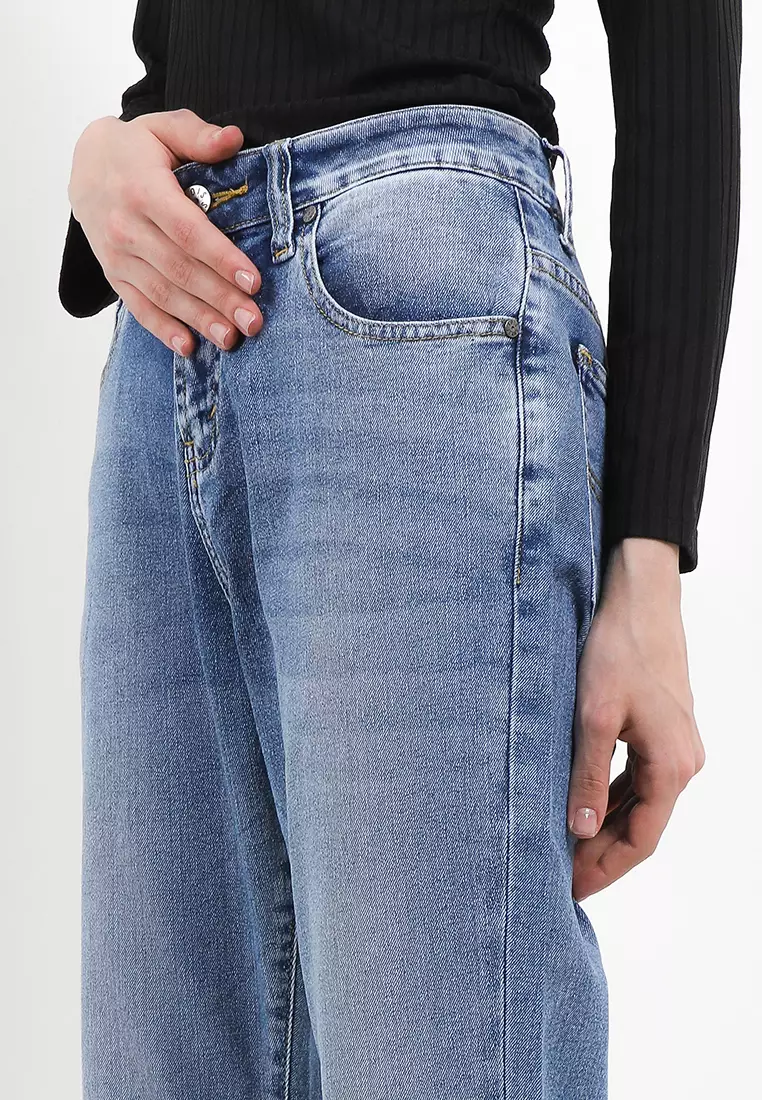 Getadme-Black Gray Lace Up Design Jeans Women Vintage High Waist Straight Denim Pants Female Autumn Winter New Chic Wide Leg Trousers