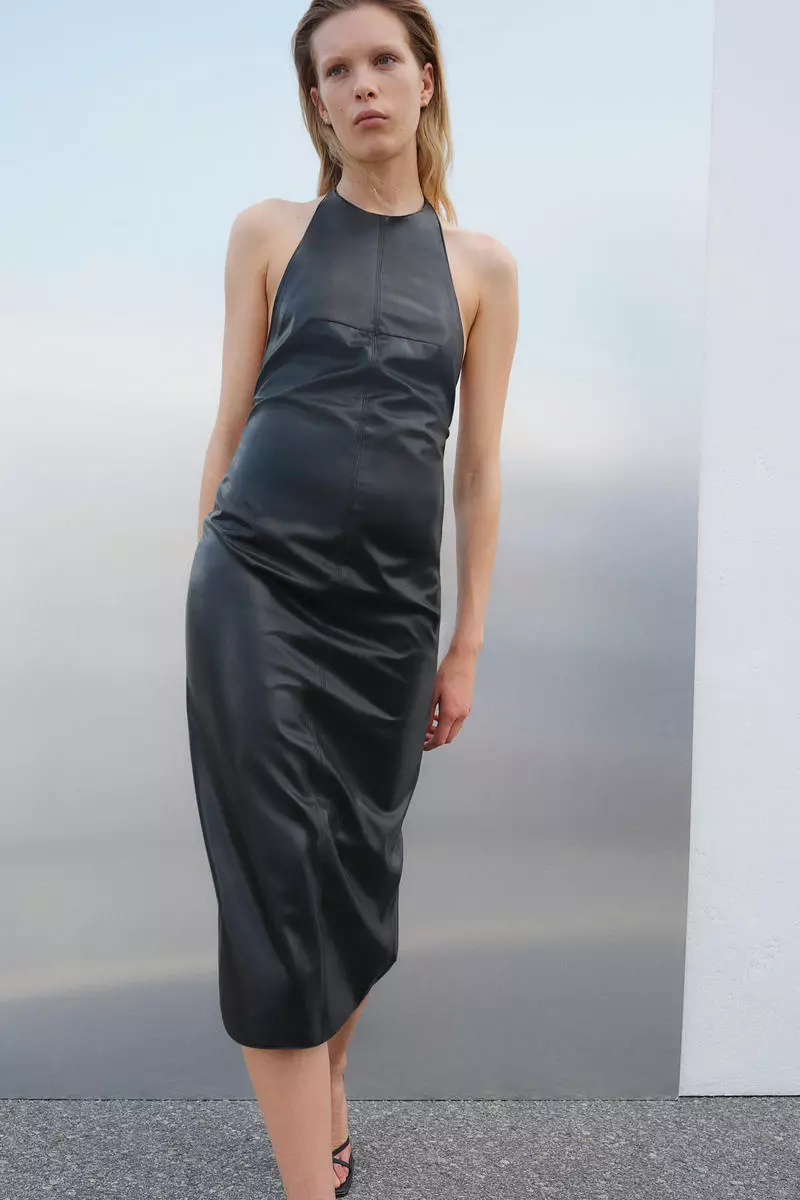 Low-back halterneck dress
