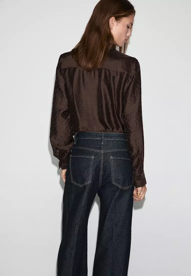 Satin Shirt with Rhinestones