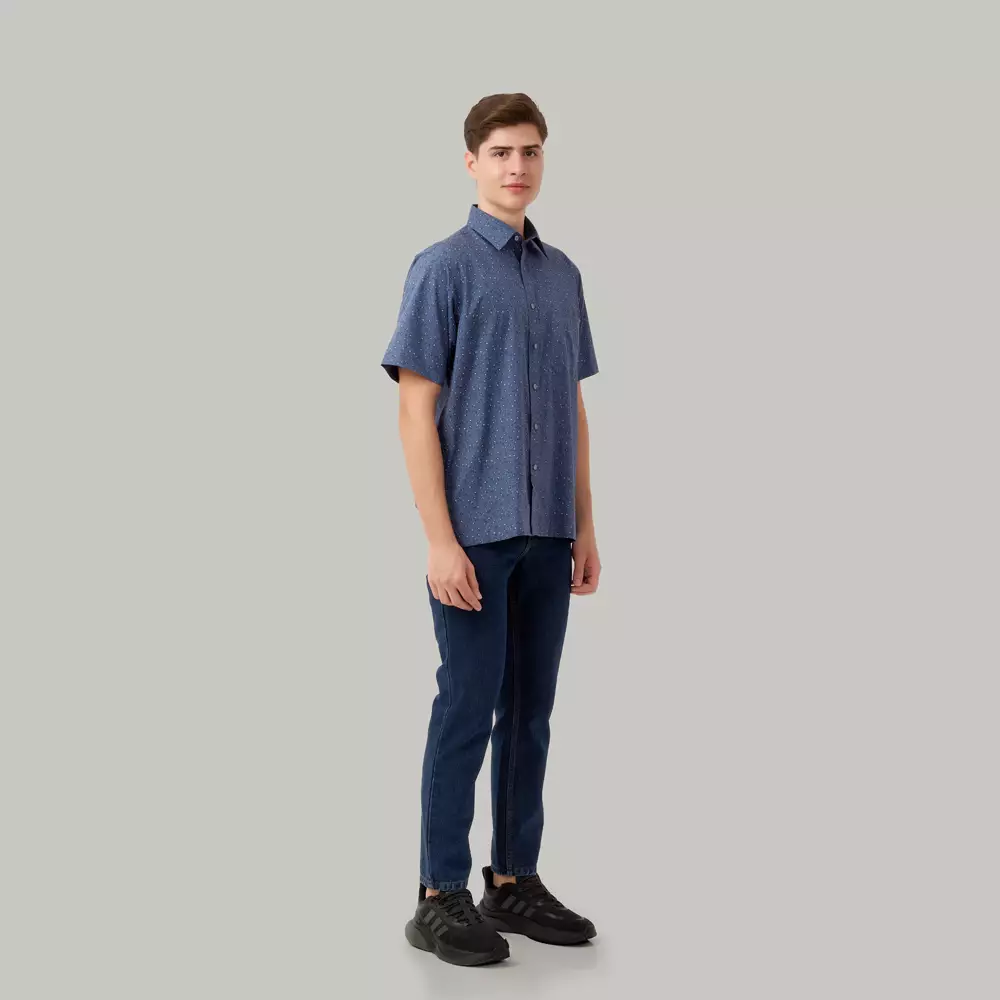 Kemeja Lengan Pendek Pierre Cardin Print Harborline - Dark Blue Smart Casual