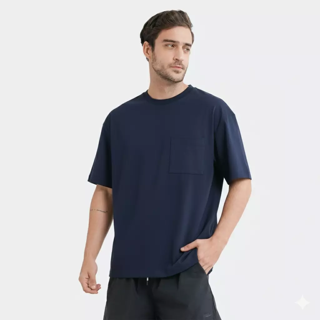 CELCIUS Kaos Pocket Oversize Lengan Pendek LIN001638C Navy